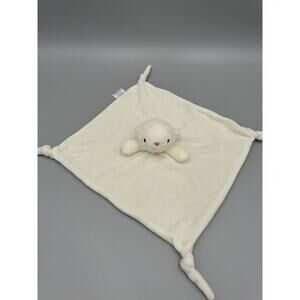 Crevent Cream Colored Lamb Sheep Lovey Baby Security Blanket Knotted Corners